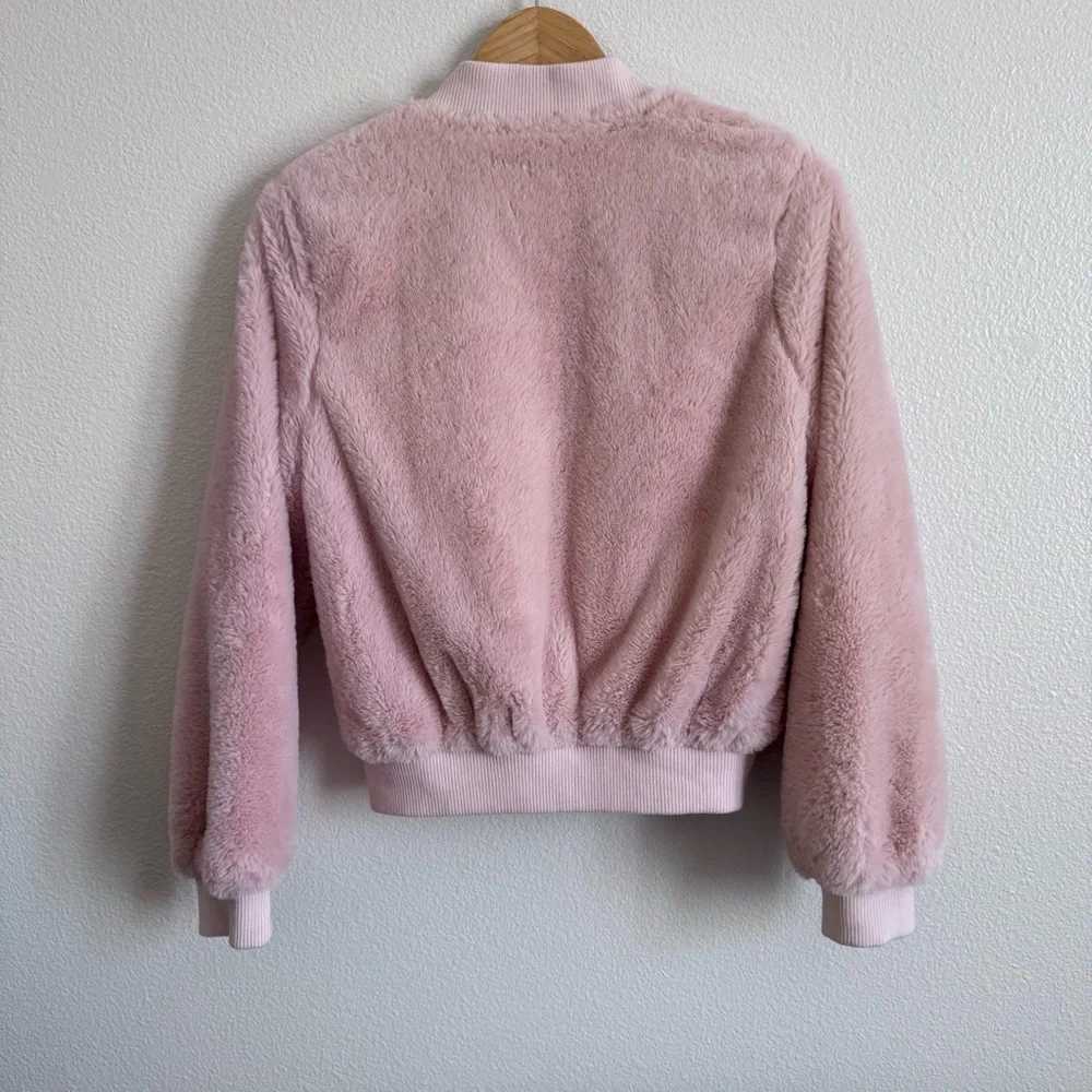 Women’s Pink Teddy Zip Jacket Size Medium - Picture 3 of 5